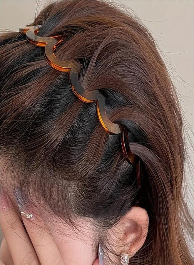 Treayes 2025 New U Shape Fashion Tooth Hair Comb Headband, 2PCS High Cranium Headbands for Women's Hair, Reversible Korean Headbands with Teeth for Women Gifts for Teen Girls (Amber+Black) - Image 3